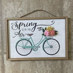 “Spring is in the Air” Floral Wooden Hanging Bicycle Bike Wall Decor